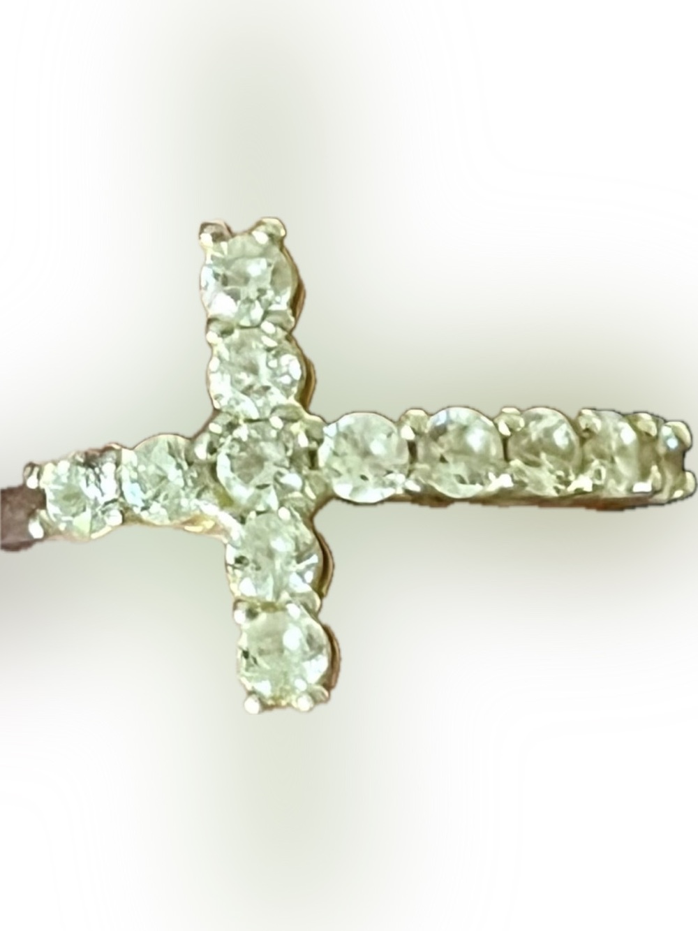 925 Sterling Silver Sideways Cross Ring Clear Stones Size 6 Dainty Stackable